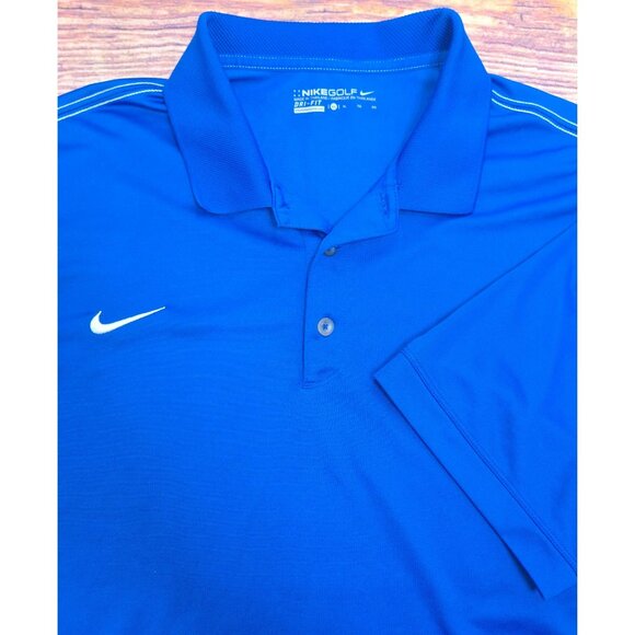 Nike Golf Blue Dri-Fit Mens Polo XL Short Sleeve Lightweight Breathable - Picture 4 of 8